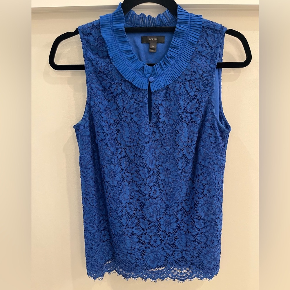 J. Crew Blue Lace Sleeveless Blouse